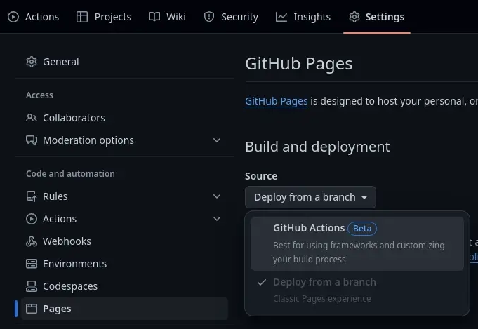 Enable Github Pages